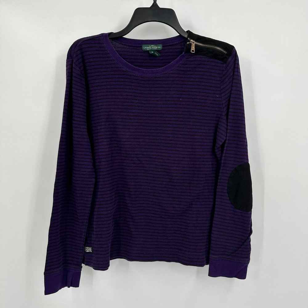 Lauren Ralph Lauren Womens Preppy Equestrian Top Sz L Heritage Minimalist Purple